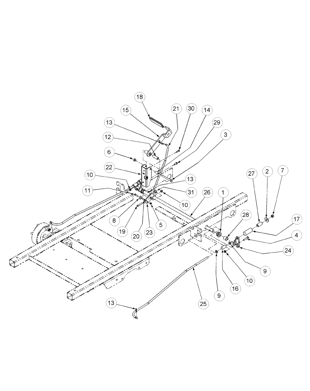 Brake Assembly Diagram and Parts List for M60-KW 53CB5D8X750-25-HP-OHV Cub Cadet Lawn Tractor
